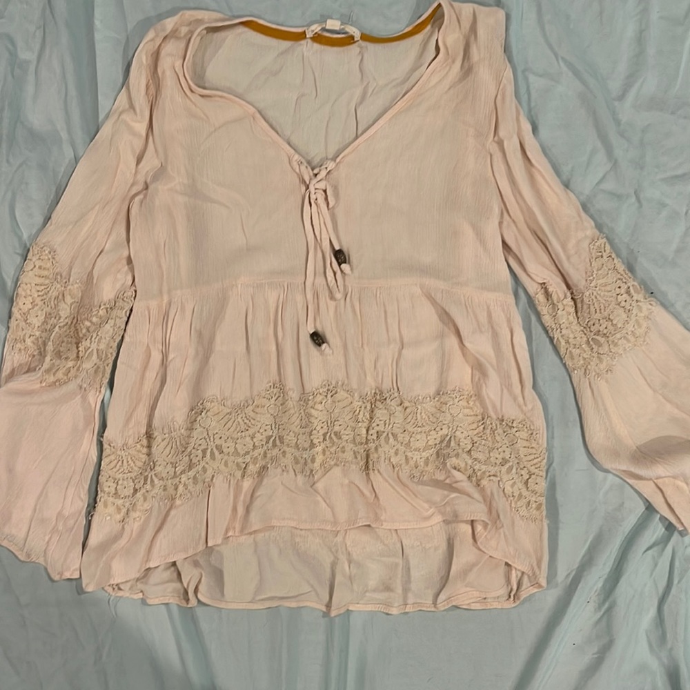 Cream/peach colored blouse boho type style